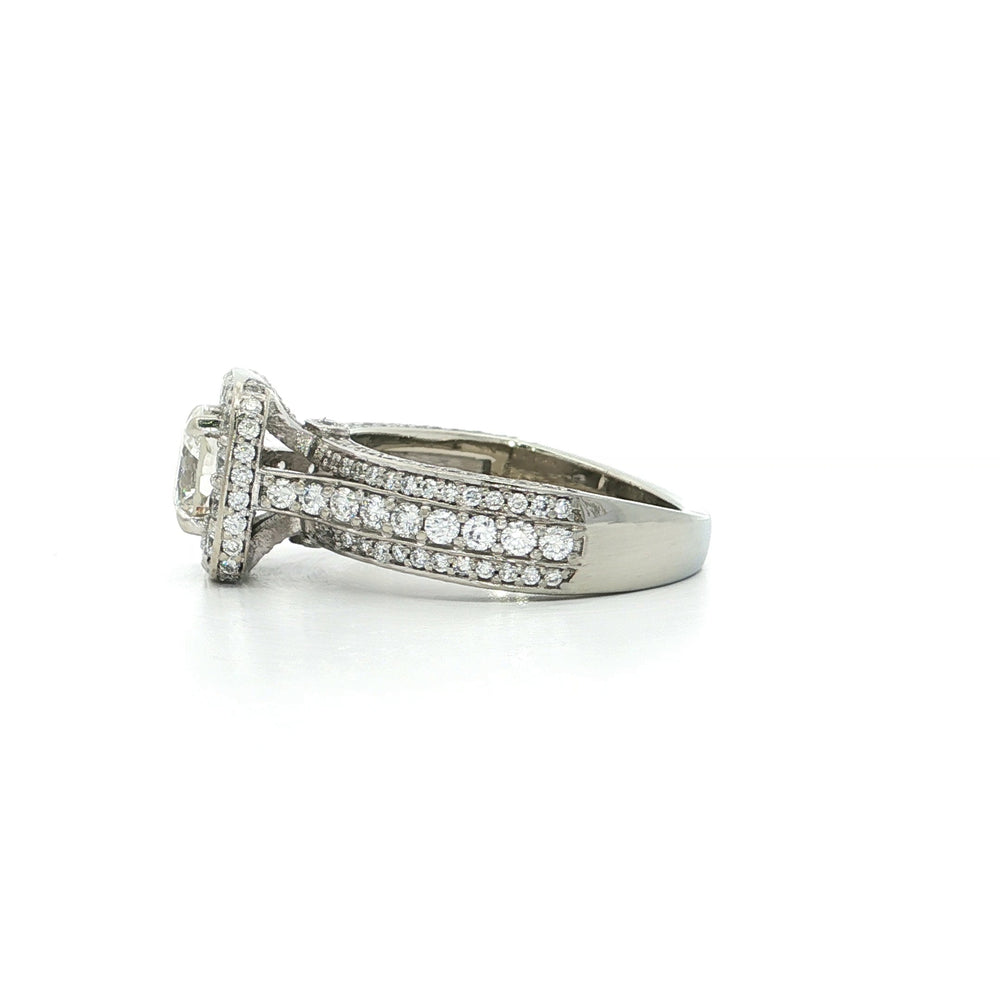 Diamond Halo Engagement Ring 14k White Gold