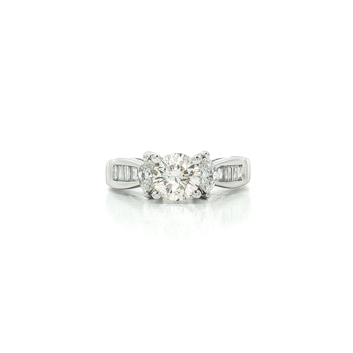 Vintage Round Brilliant & Marquise Diamond Ring (1 ⅞ ct. tw.) in 18k White Gold