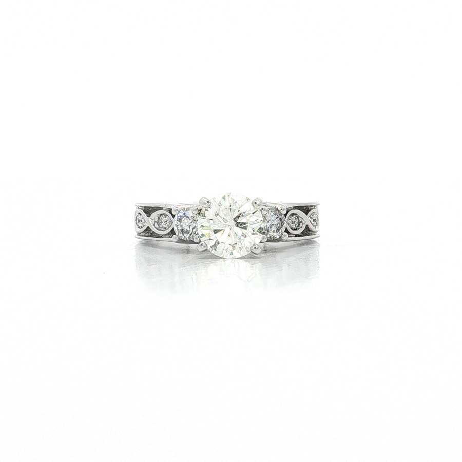 GIA Certified Round Diamond Engagement Ring 14k White Gold