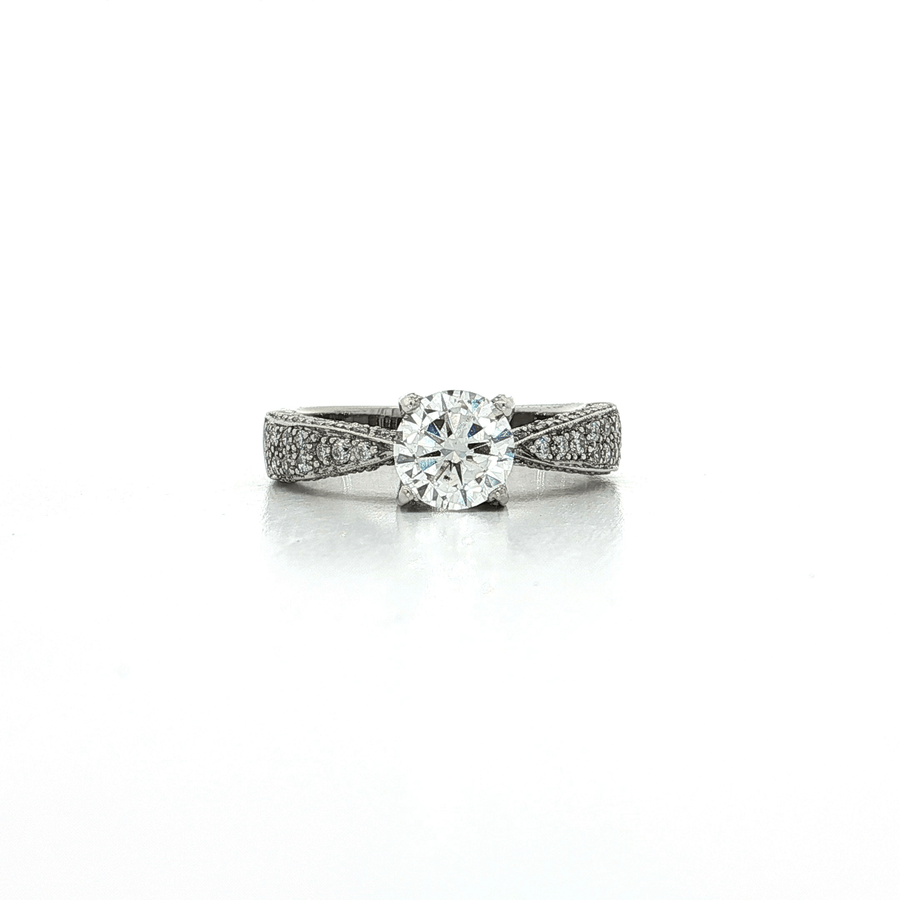 Colorless Diamond Engagement Ring 14k White Gold