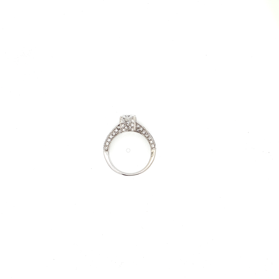 1.25 CTW Colorless Round Brilliant Diamond Engagement Ring in Pavé Mounting 14kt White Gold