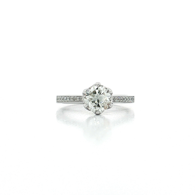 Pavé Near-Colorless Diamond Engagement Ring (1 ½ ct. tw.) in 18k White Gold