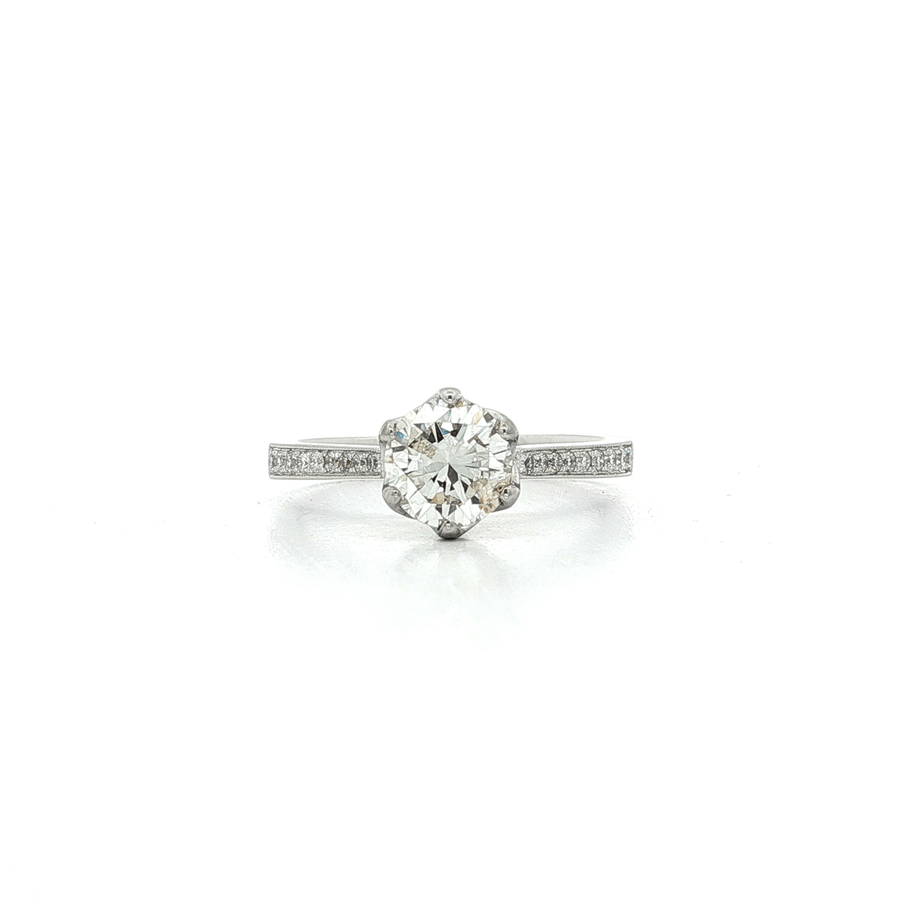 Round Brilliant Cut Diamond Engagement Ring (1 1/3 ct.) 18k White Gold