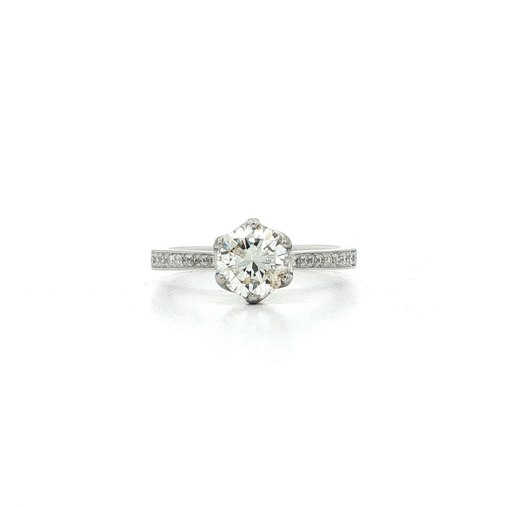 1.35 CTW Natural Round Brilliant Cut Diamond Engagement Ring in 18kt White Gold