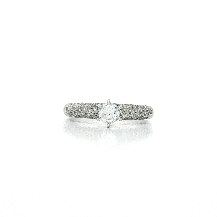 Pavé Colorless Near-Flawless Diamond Engagement Ring (1 ct. tw.) in 14k White Gold
