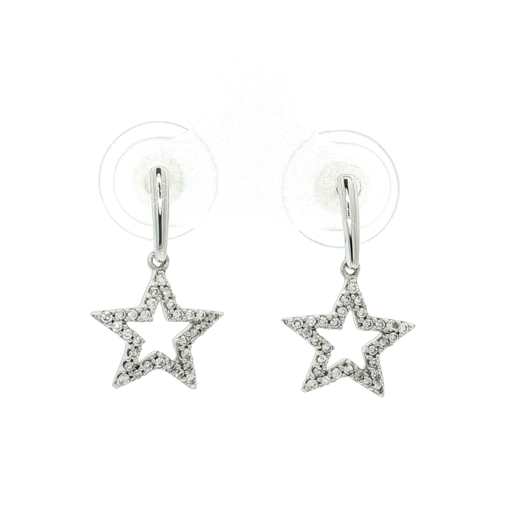 Near-Colorless Near-Flawless Diamond Star Drop Earrings (¼ ct. tw.) in 14k White Gold