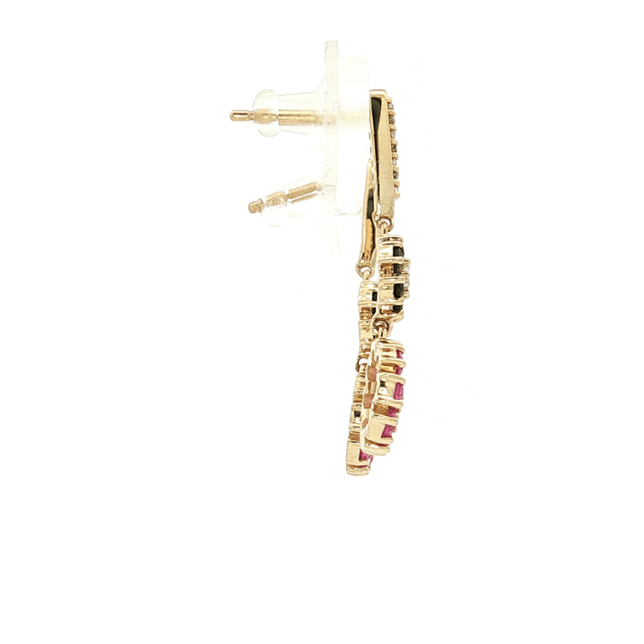 2.70 CTW Natural AAAA Grade Blue Sapphire, AAAA Grade Pink Sapphire & Diamond Floral Dangle Earrings in 14kt Yellow Gold – Jewelry Depot, Inc.