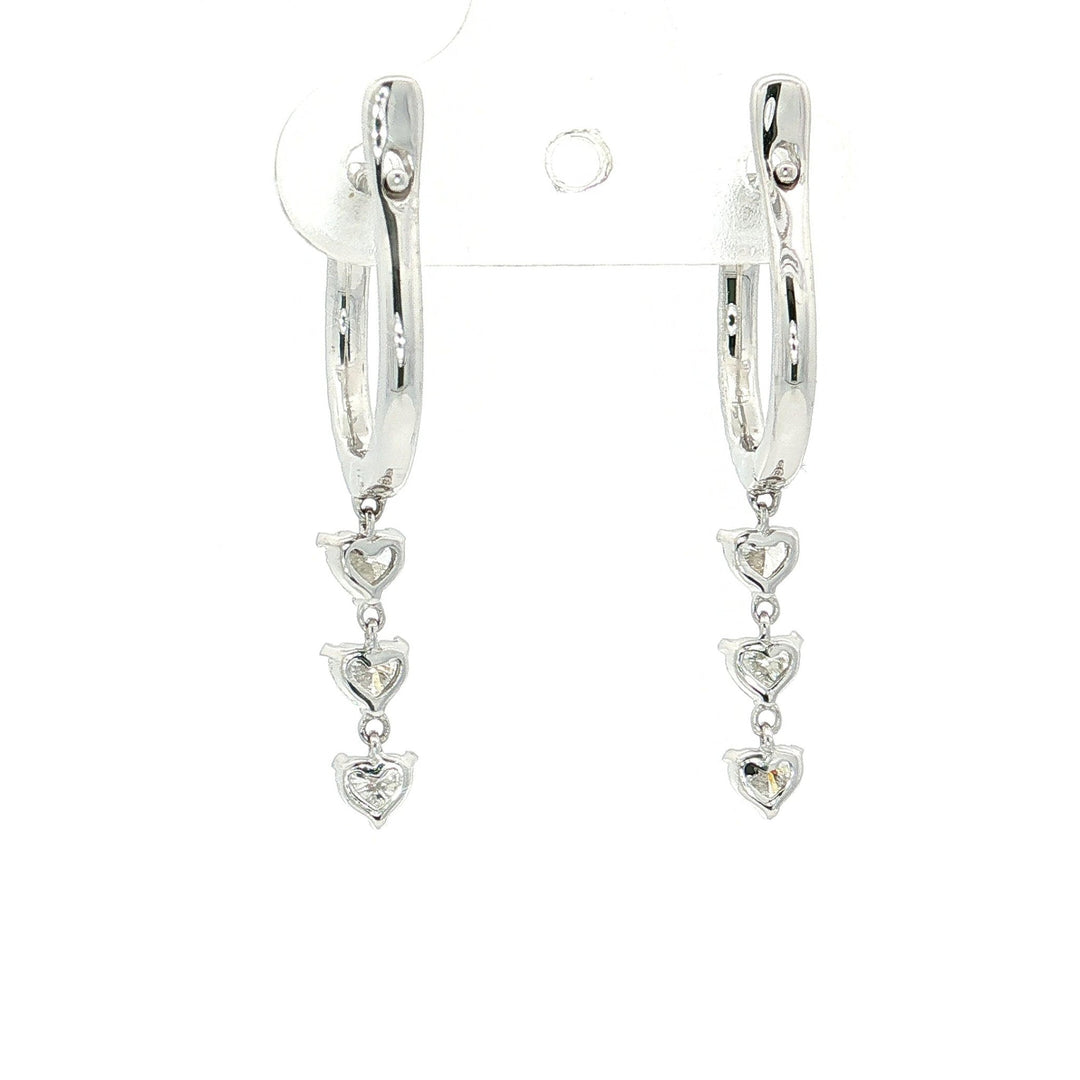 0.88 CTW Natural Heart Brilliant Cut Colorless Nearly Flawless Diamond Dangle Earrings in 18kt White Gold – Jewelry Depot, Inc.