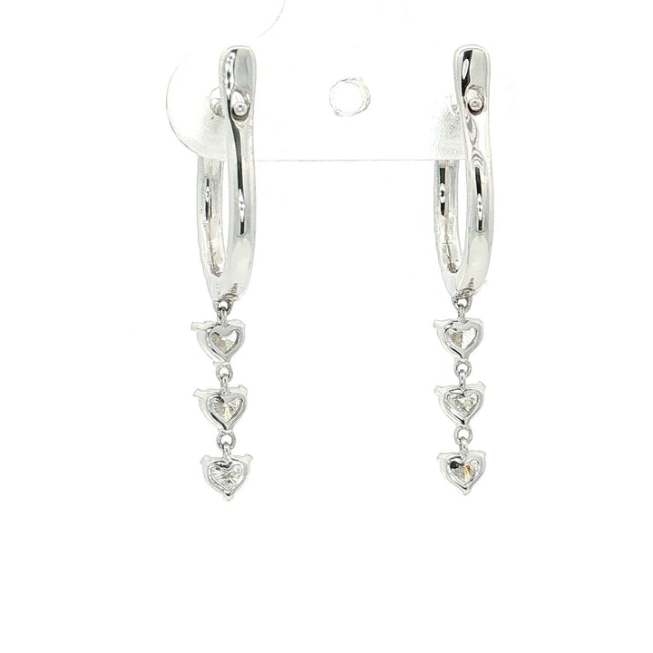 0.88 CTW Natural Heart Brilliant Cut Colorless Nearly Flawless Diamond Dangle Earrings in 18kt White Gold – Jewelry Depot, Inc.