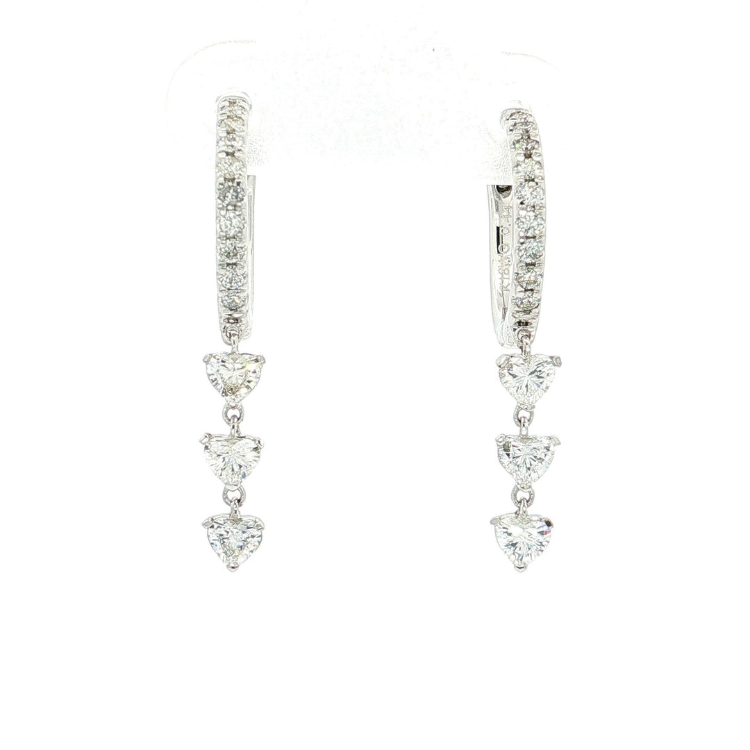 0.88 CTW Natural Heart Brilliant Cut Colorless Nearly Flawless Diamond Dangle Earrings in 18kt White Gold – Jewelry Depot, Inc.