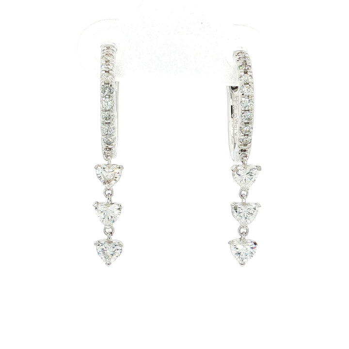 0.88 CTW Natural Heart Brilliant Cut Colorless Nearly Flawless Diamond Dangle Earrings in 18kt White Gold – Jewelry Depot, Inc.