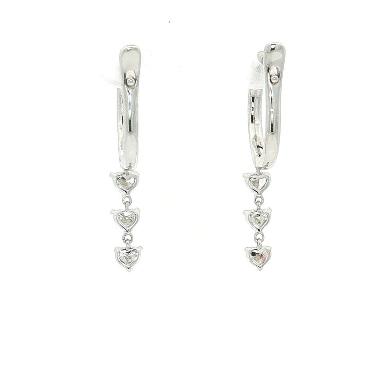 0.88 CTW Natural Heart Brilliant Cut Colorless Nearly Flawless Diamond Dangle Earrings in 18kt White Gold – Jewelry Depot, Inc.
