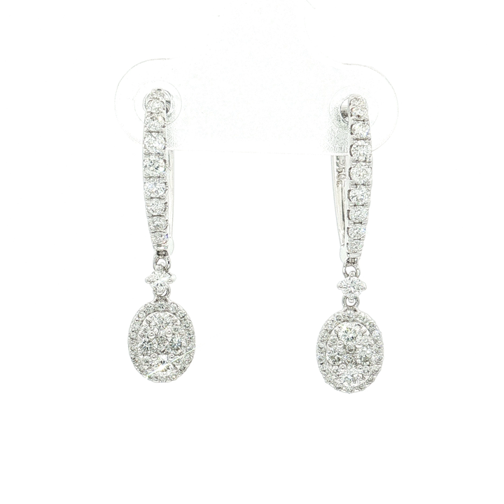 Halo Colorless Nearly Flawless Diamond Drop Earrings (⅞ ct. tw.) in 18k White Gold