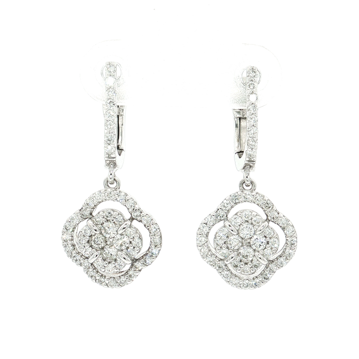 Colorless Nearly Flawless Diamond Clover Drop Earrings (1 ⅕ ct. tw.) in 14k White Gold
