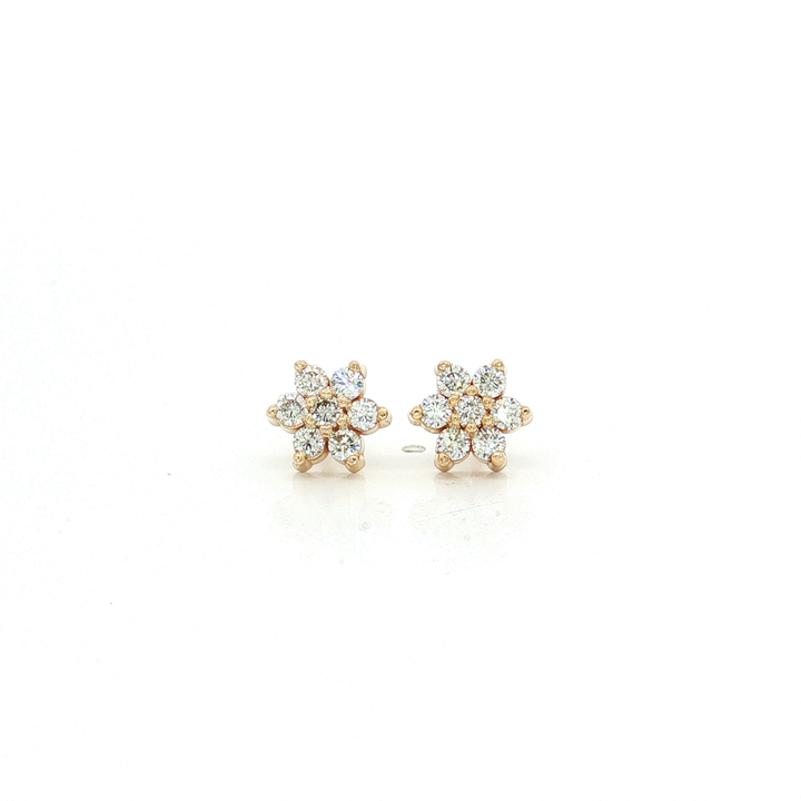 Colorless Nearly Flawless Diamond Flower Stud Earrings (⅗ ct. tw.) in 14k Yellow Gold