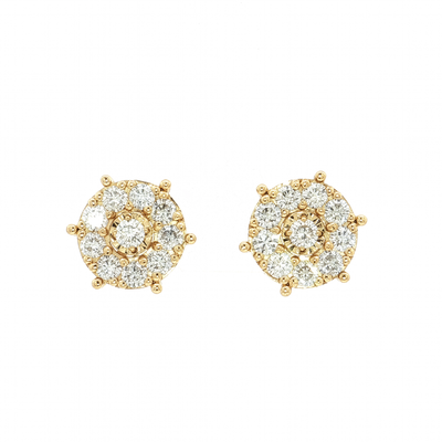 Cluster Colorless Nearly Flawless Diamond Stud Earrings (2 ct. tw.) in 14k Yellow Gold