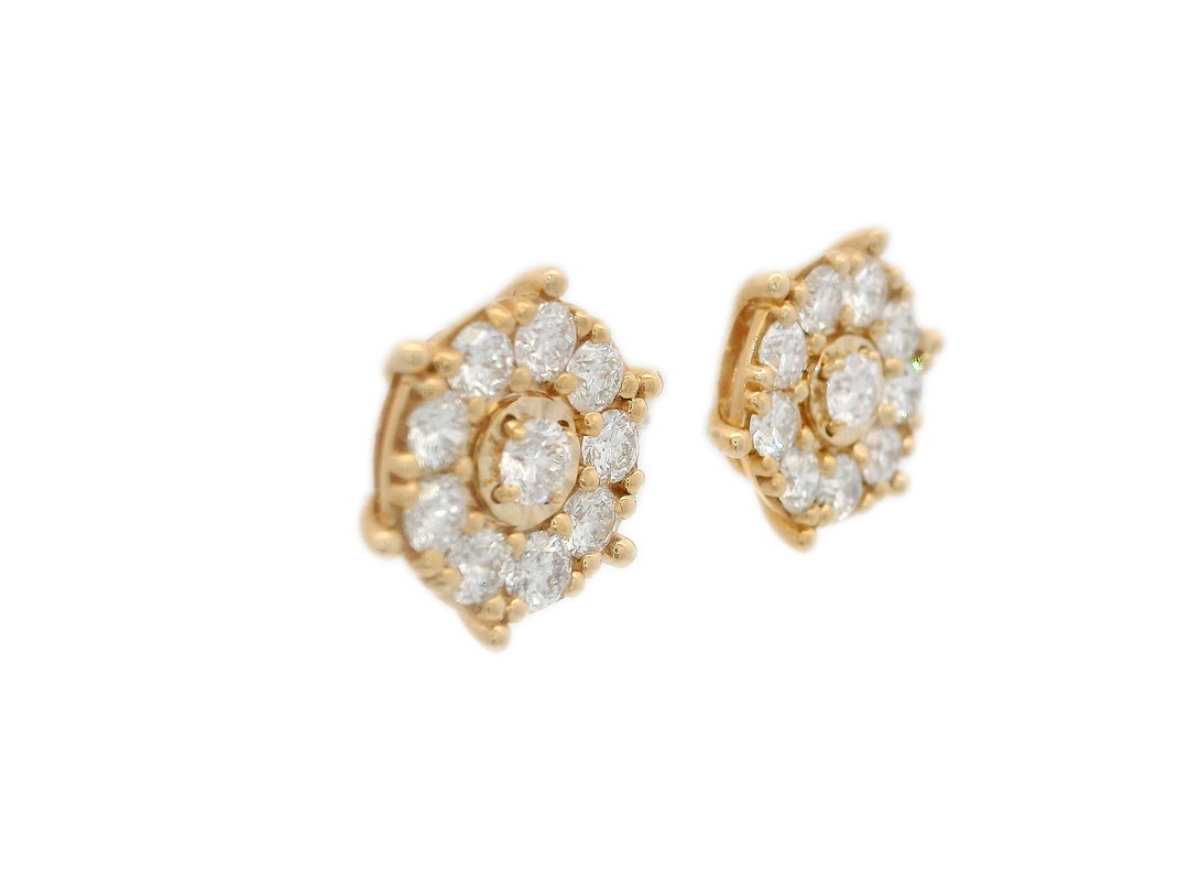 0.55 CTW Natural Diamond Flower Earrings in 14KT Yellow Gold