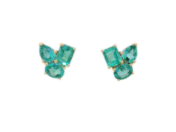 1.75 CTW AAA Grade Natural Emerald Earrings in 18KT Yellow Gold