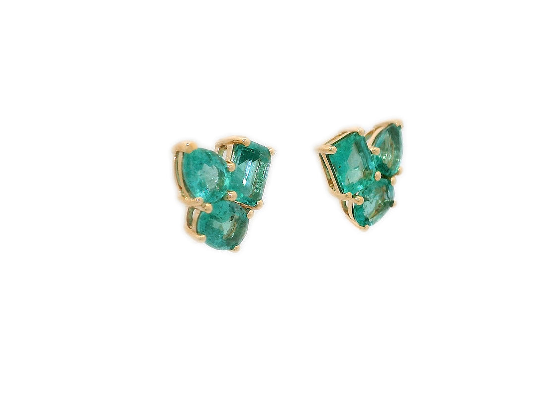 1.75 CTW AAA Grade Natural Emerald Earrings in 18KT Yellow Gold