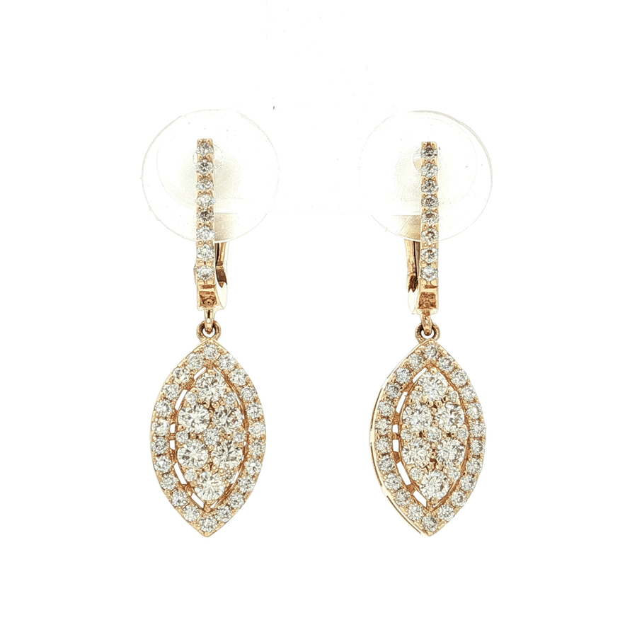 Round Brilliant Cut Nearly Flawless Colorless Diamond Drop Earrings (1 1/2 ct. tw.) 14k Yellow Gold