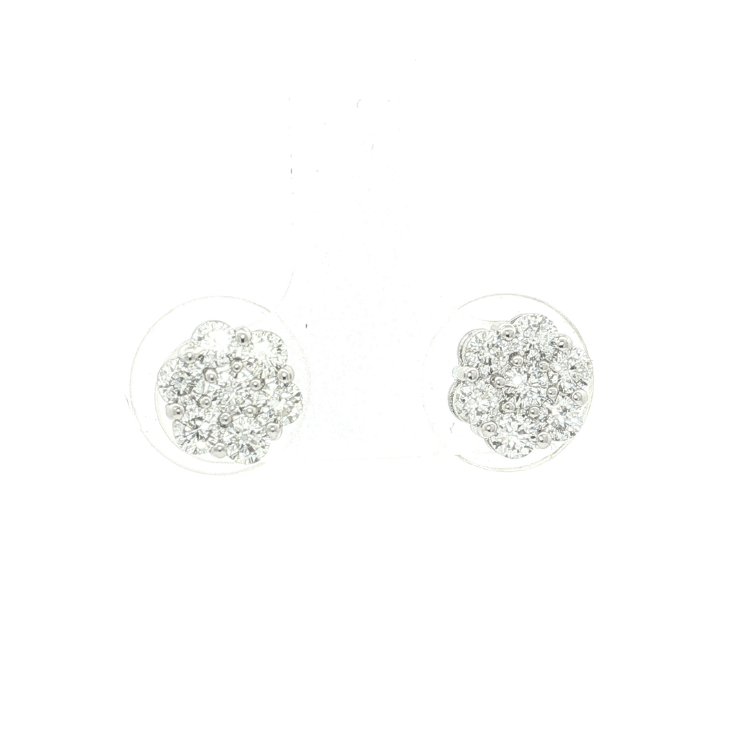 1.04 CTW Natural Colorless Diamond Floral Cluster Stud Earrings in 14kt White Gold – Jewelry Depot, Inc.