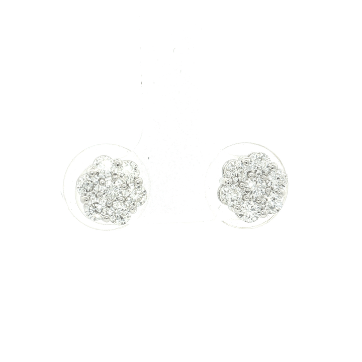 1.04 CTW Natural Colorless Diamond Floral Cluster Stud Earrings in 14kt White Gold – Jewelry Depot, Inc.