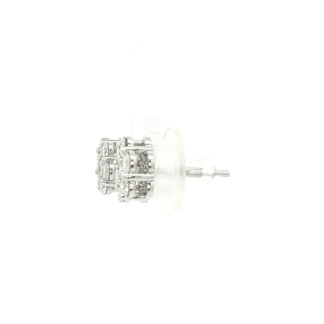 1.04 CTW Natural Colorless Diamond Floral Cluster Stud Earrings in 14kt White Gold – Jewelry Depot, Inc.