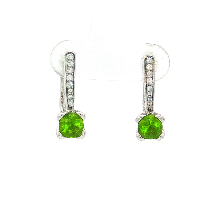 Vivid Peridot Cubic Zirconia Huggie Earrings (1 ⅒ ct. tw.) in Sterling Silver