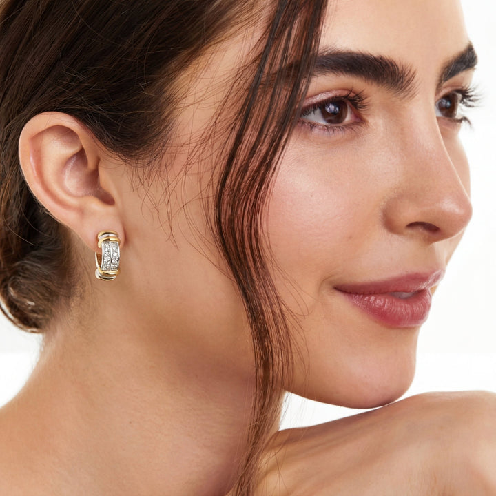 1.60 CTW Natural Princess Cut Colorless Nearly Flawless Diamond Earrings Channel - Set in Platinum & 18kt Yellow Gold – Jewelry Depot, Inc.