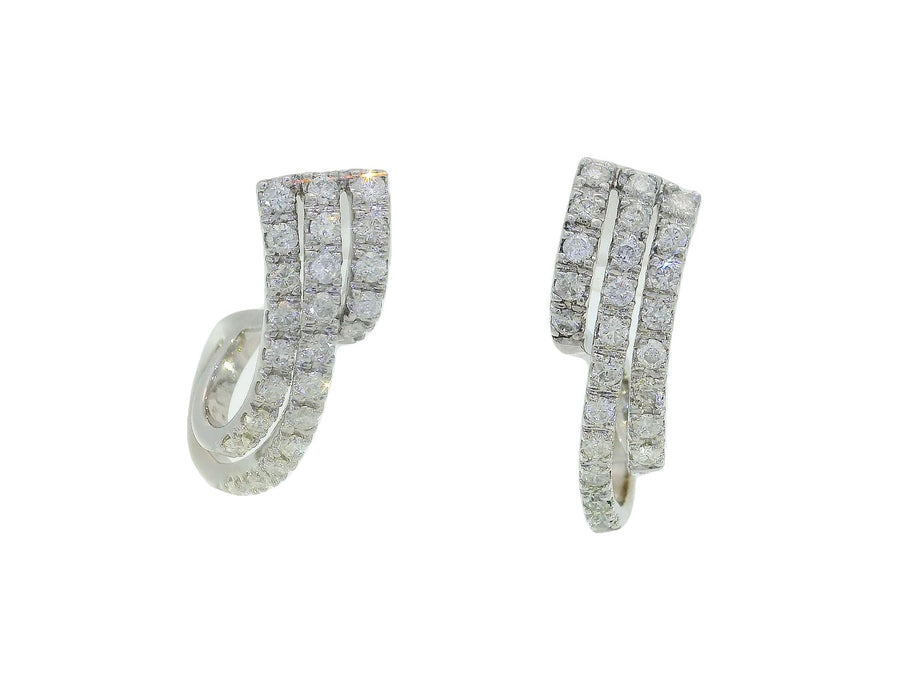 Diamond Matrix Hoop Earrings (3/4 ct. tw.) 14k White Gold