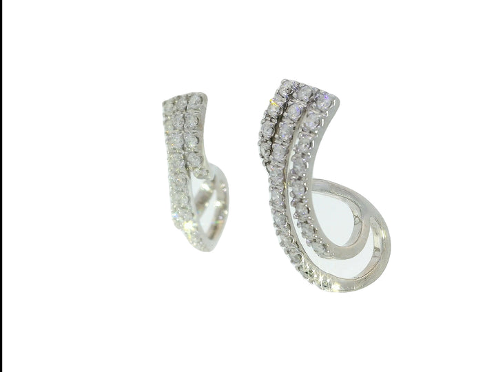 0.75 CTW Natural Diamond Matrix Hoop Earrings in 14KT White Gold