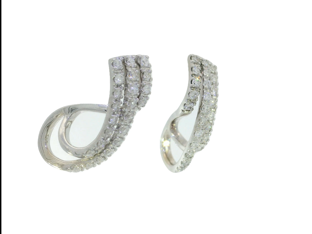 0.75 CTW Natural Diamond Matrix Hoop Earrings in 14KT White Gold
