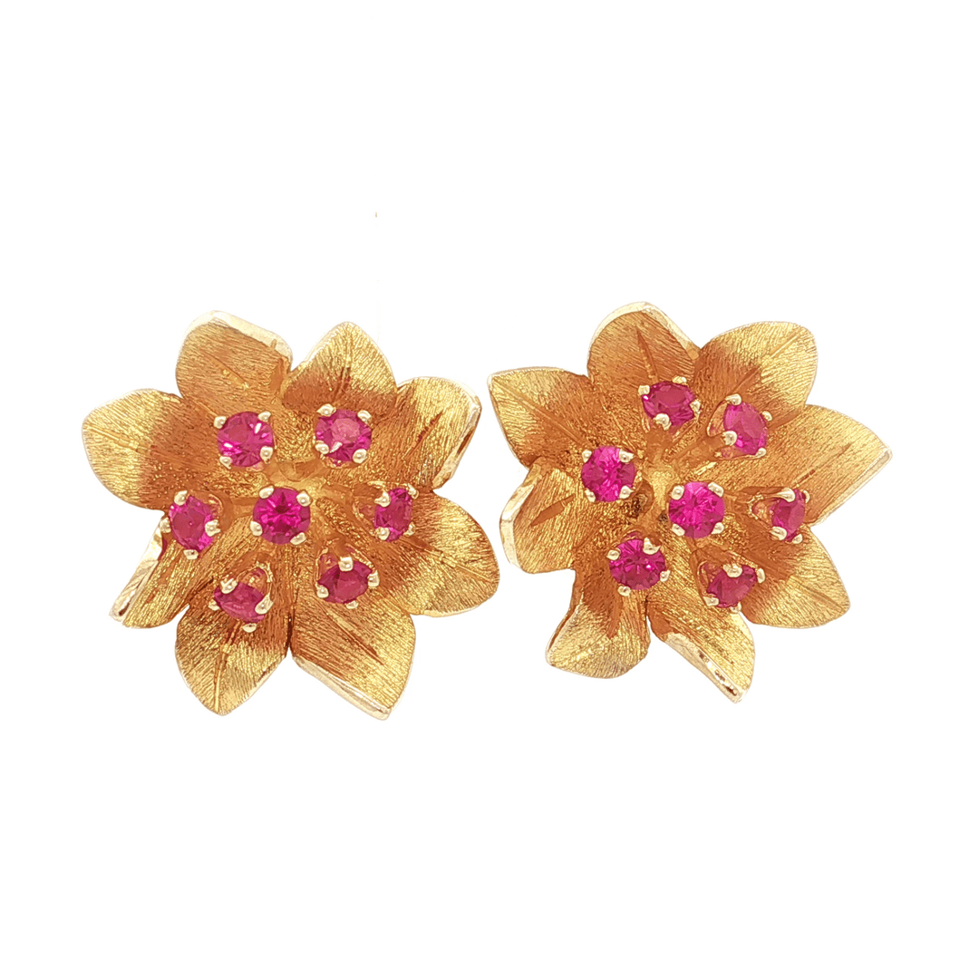 0.50 CTW AAAA Grade Ruby Floral Stud Earrings in 14kt Yellow Gold – Jewelry Depot, Inc.