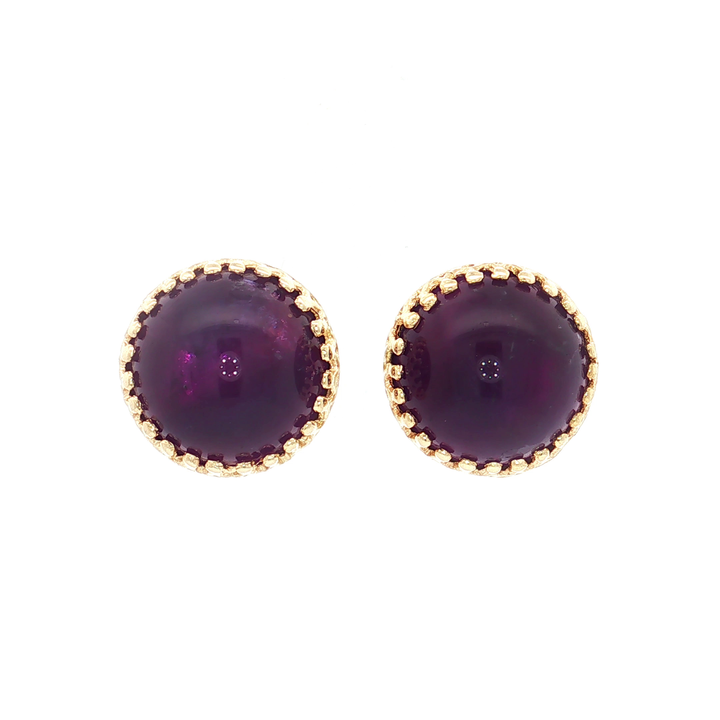 Deep Amethyst Cabochon Stud Earrings (16 ½ ct. tw.) in 14k Yellow Gold