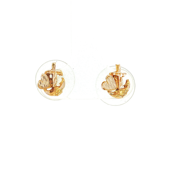 Faith Hope Love Cross Anchor Heart Stud Earrings in 14k Yellow Gold