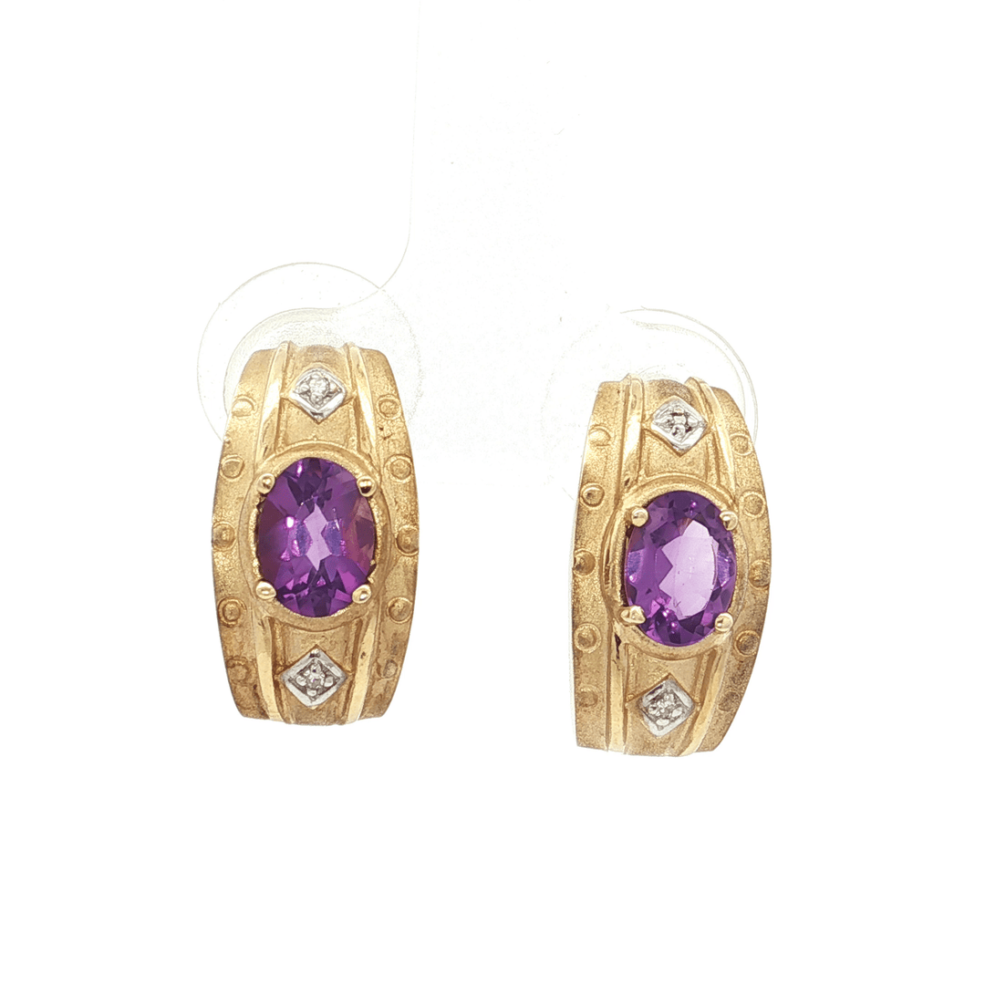 1.38 CTW AAA Grade Amethyst & Natural Diamond Earrings in 14kt Yellow Gold – Jewelry Depot, Inc.