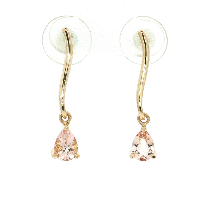 Pear Peach Morganite Dangle Earrings (⅞ ct. tw.) in 14k Yellow Gold