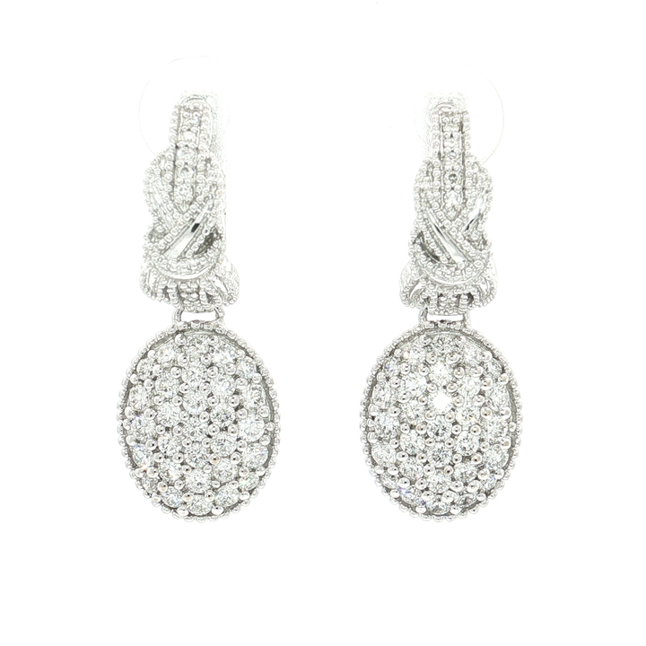 Pavé Colorless Nearly Flawless Diamond Drop Earrings (3 ⅓ ct. tw.) in 18k White Gold