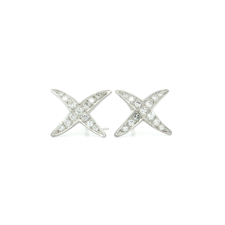 Pavé Colorless Nearly Flawless Diamond X Stud Earrings (⅓ ct. tw.) in Platinum