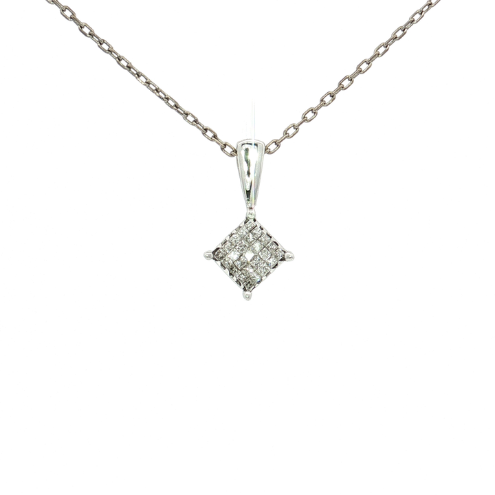 Invisibly-Set Near-Colorless Princess Cut Diamond Pendant Necklace (¼ ct. tw.) in 14k White Gold