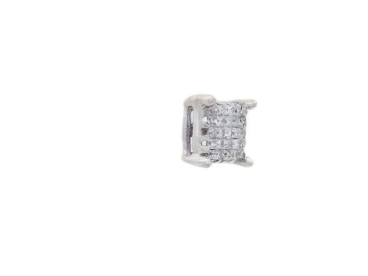 0.25 CTW Square Natural Diamond Cluster Single Stud Earring in 14KT White Gold