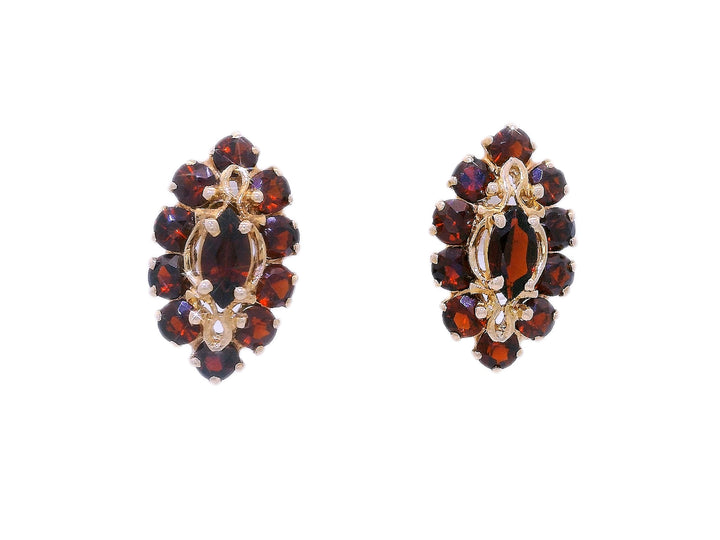 1.50 CTW AAA Grade Natural Garnet Earrings in 14KT Yellow Gold