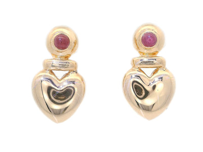 0.52 CTW Cabochon Ruby Heart - Shaped Earrings in 14kt Yellow Gold – Jewelry Depot, Inc.