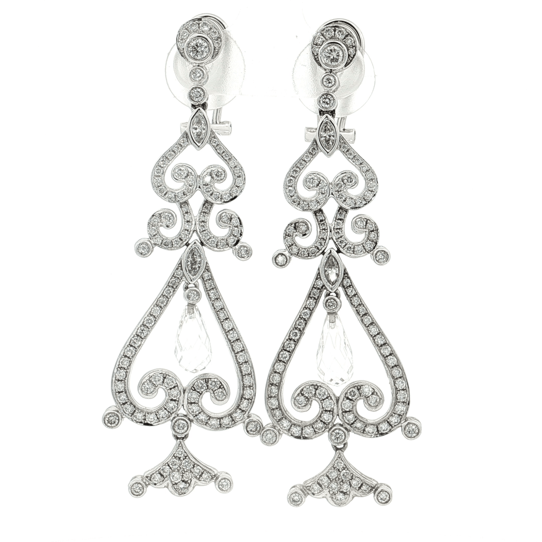 3.00 CTW Natural Colorless Nearly Flawless Diamond Chandelier Earrings in 18kt White Gold – Jewelry Depot, Inc.