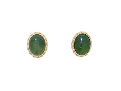 Green Jade Oval Cabochon Stud Earrings (2 ¾ ct. tw.) in 14k Yellow Gold