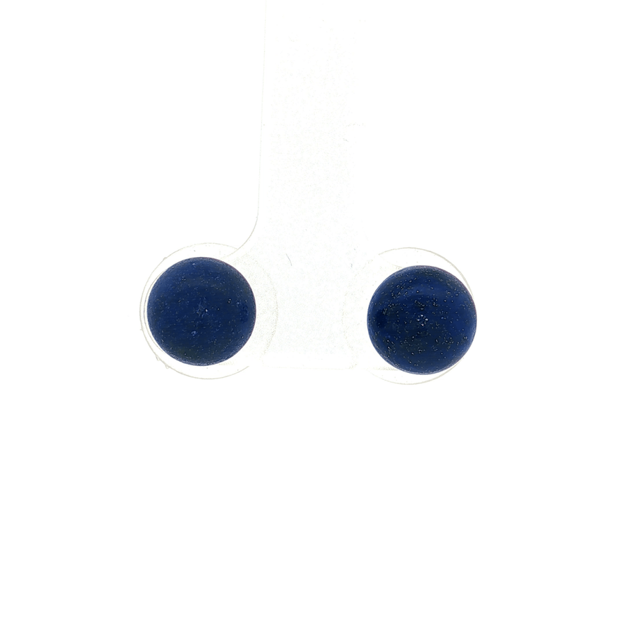 Blue Lapis Lazuli Stud Earrings (8mm) 18k Yellow Gold