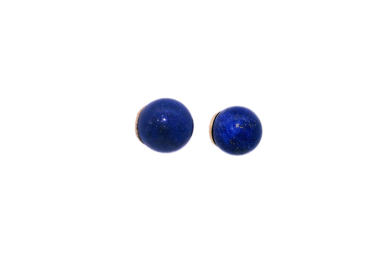 8mm Natural Blue Lapis Lazuli Earrings in 18KT Yellow Gold