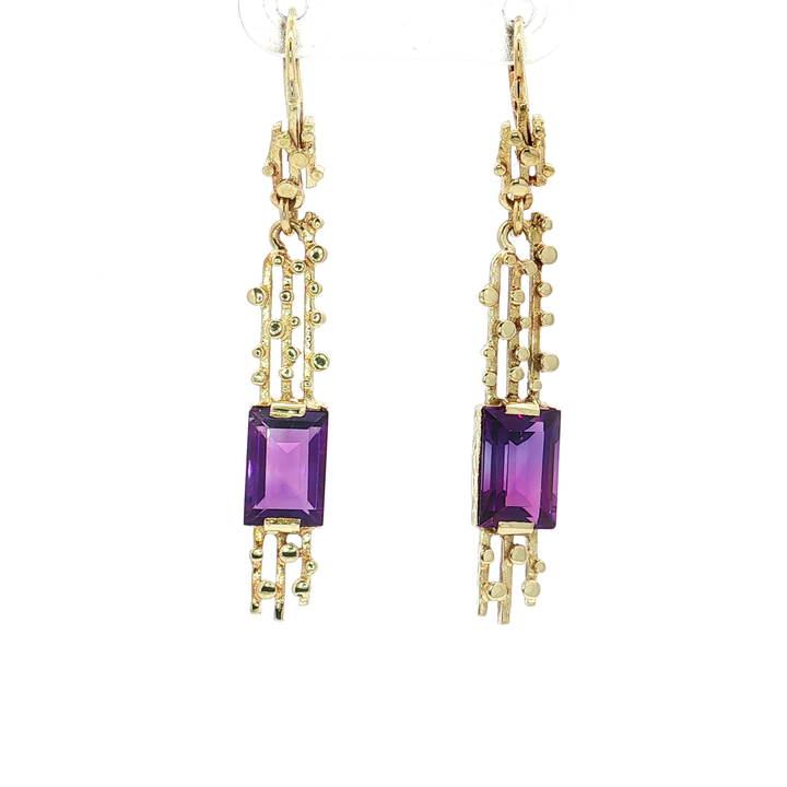 Emerald-Cut Vivid Amethyst Dangle Earrings (1 ct. tw.) in 14k Yellow Gold