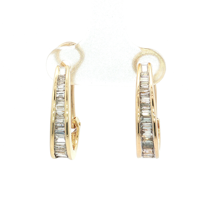 Baguette Near-Colorless Diamond Hoop Earrings (1 ct. tw.) in 14k Yellow Gold