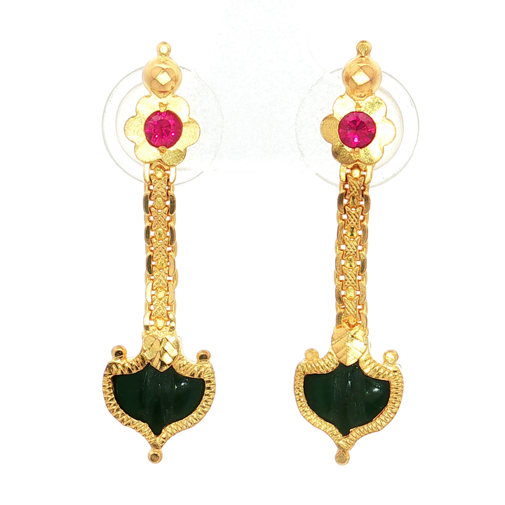 Ruby Drop Earrings with Black Enamel (½ ct. tw.) in 22k Yellow Gold